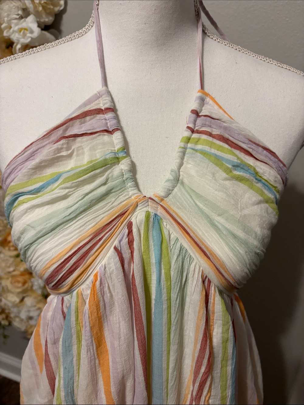 Striped Tiered Maxi Skirt in Pastel Multi - Picture 7 of 7
